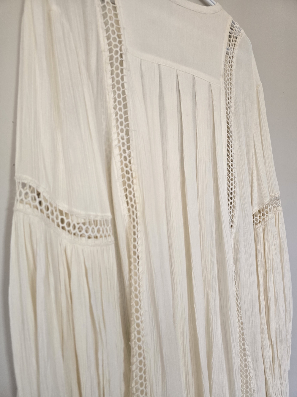Free People Cream Boho V-Neck Crochet Tunic/dress. Women's Size M. Peasant Top - Picture 5 of 8